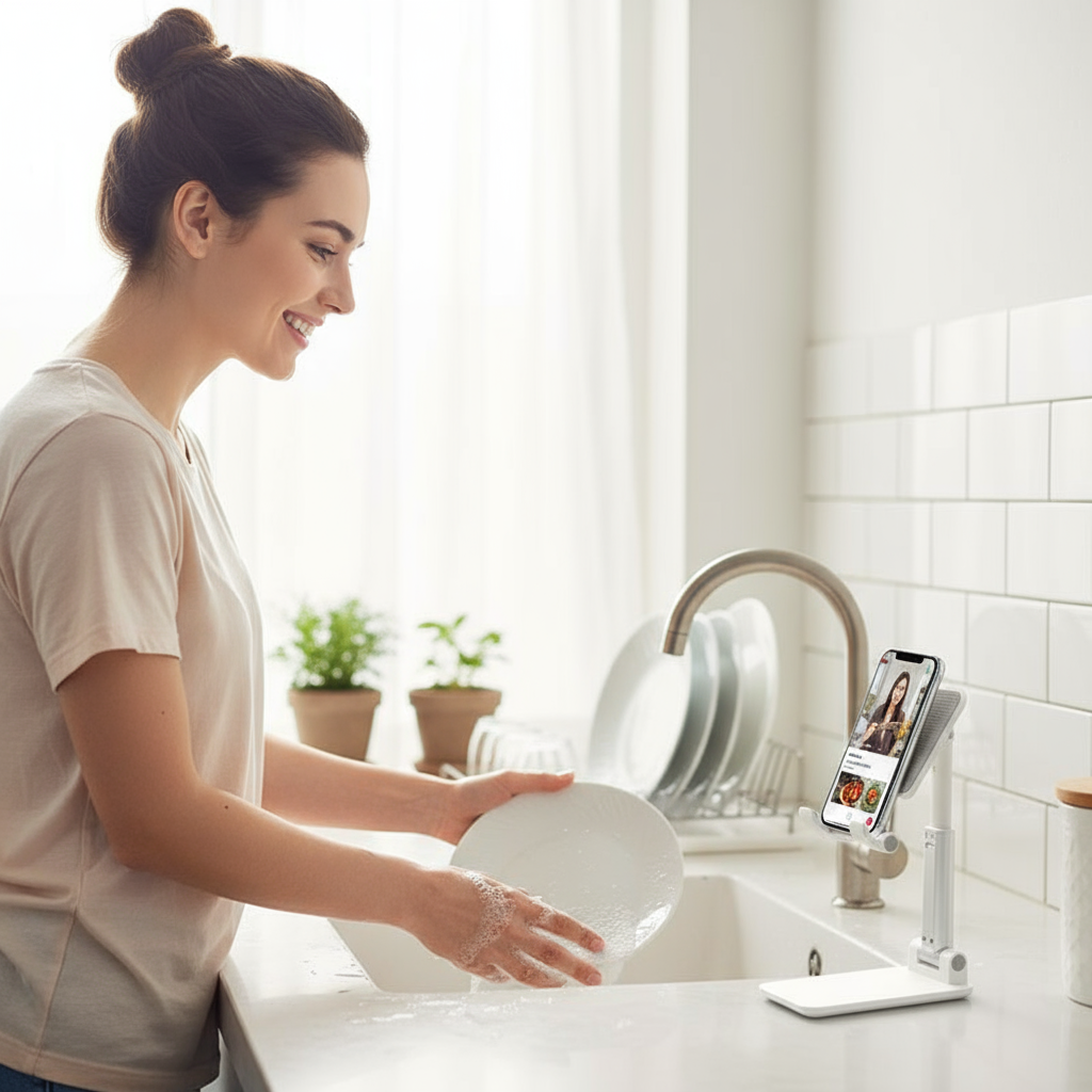 Suporte Inteligente Retrátil Multiuso – Para Celular e Tablet