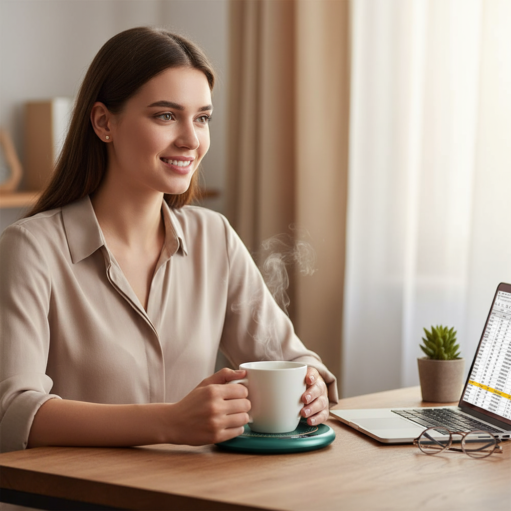 Almofada Termostática USB – Aquecedor de Copo com 3 Níveis de Temperatura